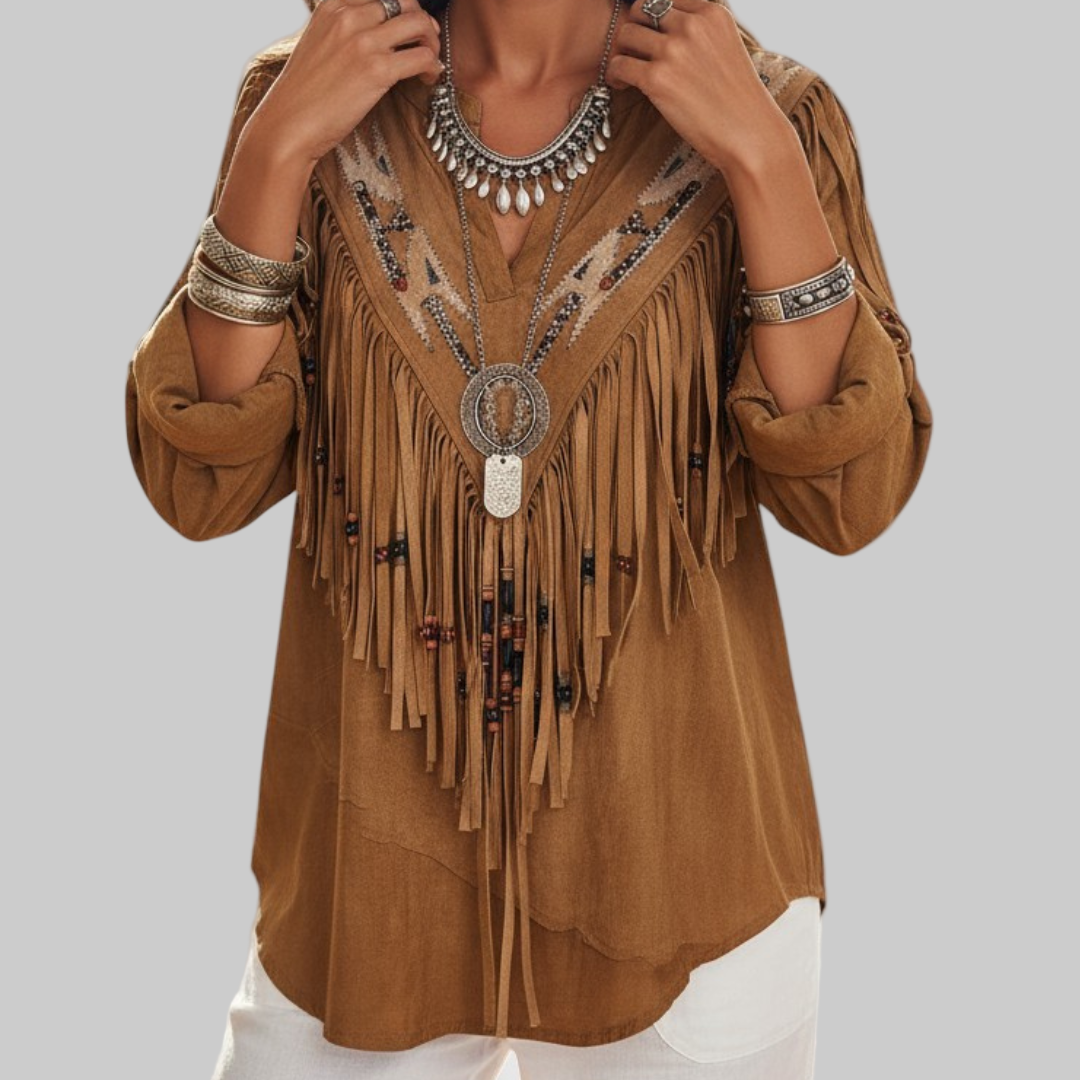 Esmie™ - Dam Boho Blus Etnisk Vintage Stil