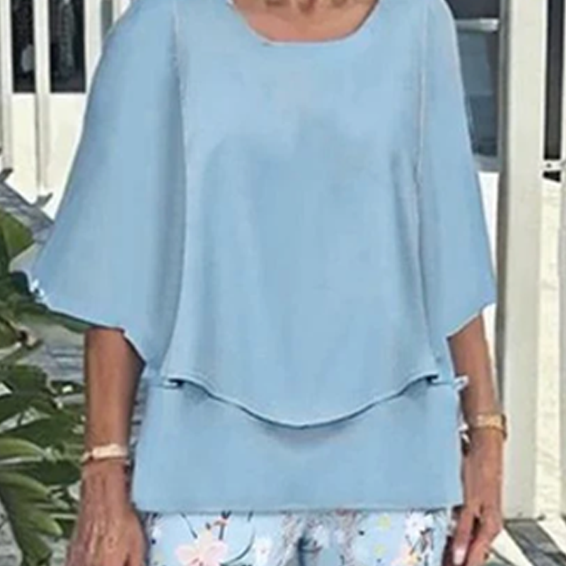 Casira™ - Avslappnad Set med Mönstrade Byxor och Rundhalsad Topp för Damer