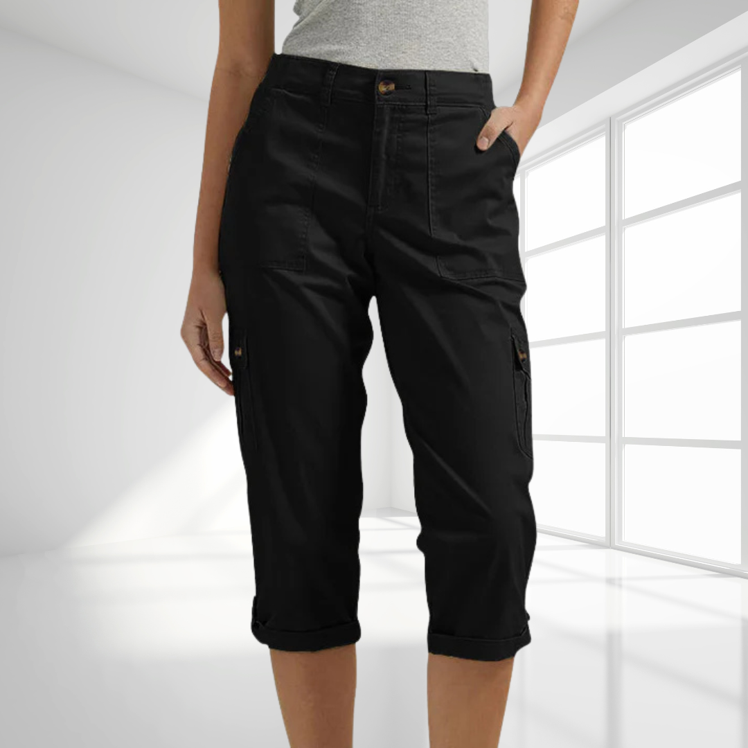 Daria™ - Enfärgade Avslappnade Cargocapribyxor Med Flera Fickor